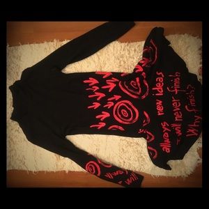 Desigual black dress with red prints